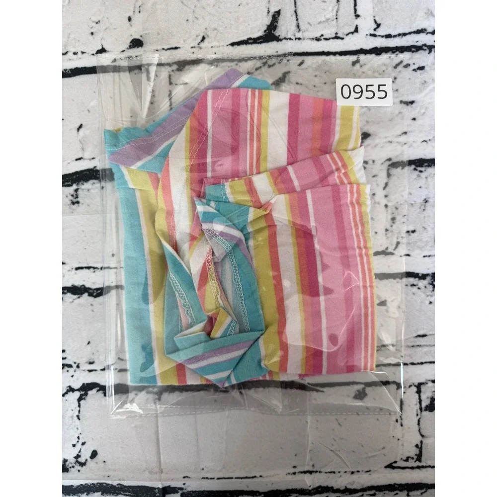 The Childrens Place Girls Striped Short Sleeve Tee Pink Teal Yellow Size L 10/12